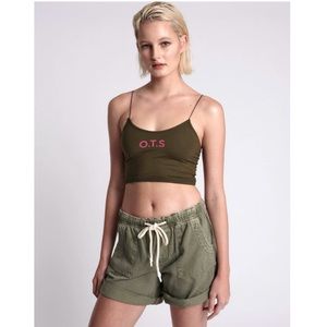 NWT OTS dark khaki boxer crop top